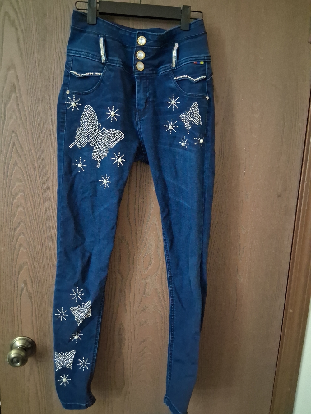 Columbian Rhinestone Butterfly Women's Jeans